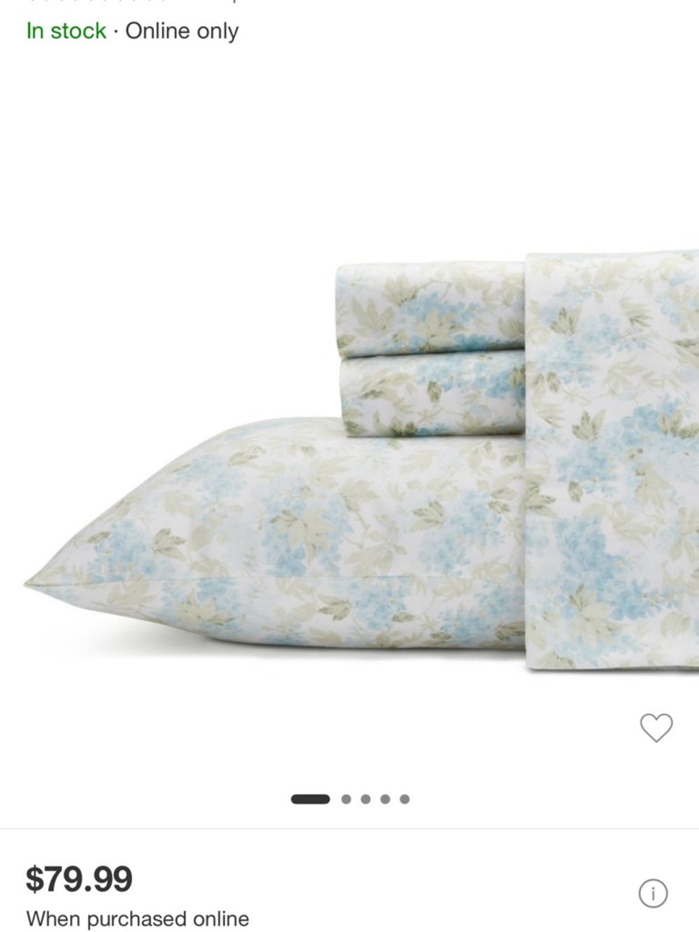 Laura Ashley KING ~ Blue Green Floral ~ 300TC SOFT Cotton Sateen 4Pc. Sheet Set - Picture 9 of 9